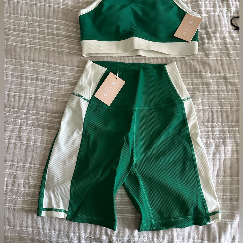 NWT WILO BRAND emerald green biker shorts